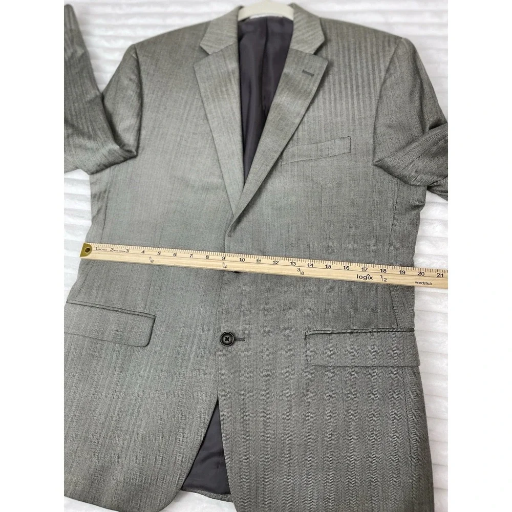 Lauren Ralph Lauren Silk Wool Suit Coat Jacket Men's 40R Beige/Brown Herringbone